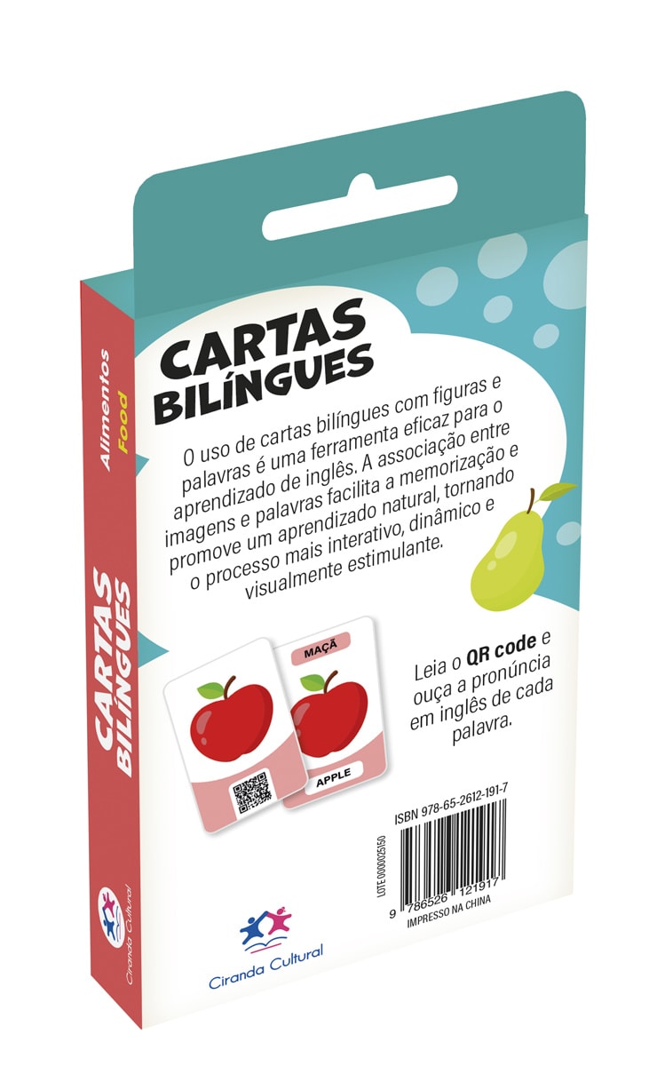 Flash Cards Cartas Bilingues - Alimentos - Food