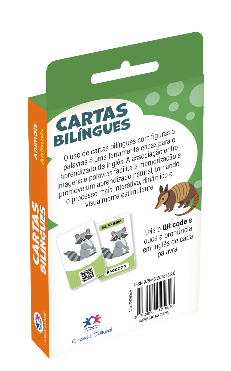 Flash Cards Cartas Bilingues - Animais - Animals