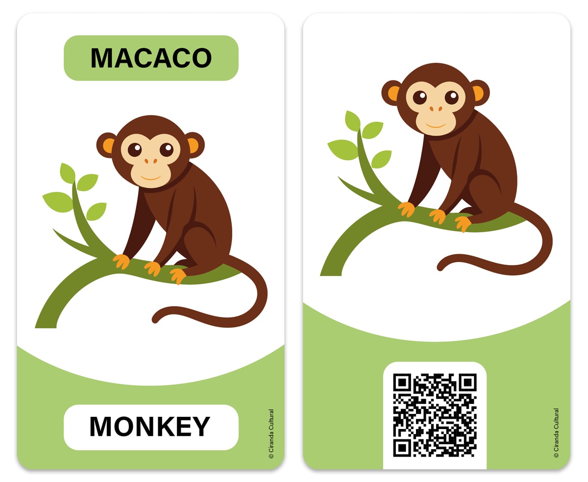 Flash Cards Cartas Bilingues - Animais - Animals
