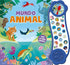 Livro sonoro "Mundo Animal com Sons Irados" da Ciranda Cultural, com capa azul e animais da selva. — Plenitude