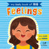 Livro infantil My Little Book Of Big Feelings, capa azul com menina sorrindo. — Plenitude