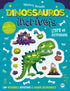 Livro de atividades Dinossauros Incríveis, capa azul com adesivos 3D de dinossauros. — Plenitude