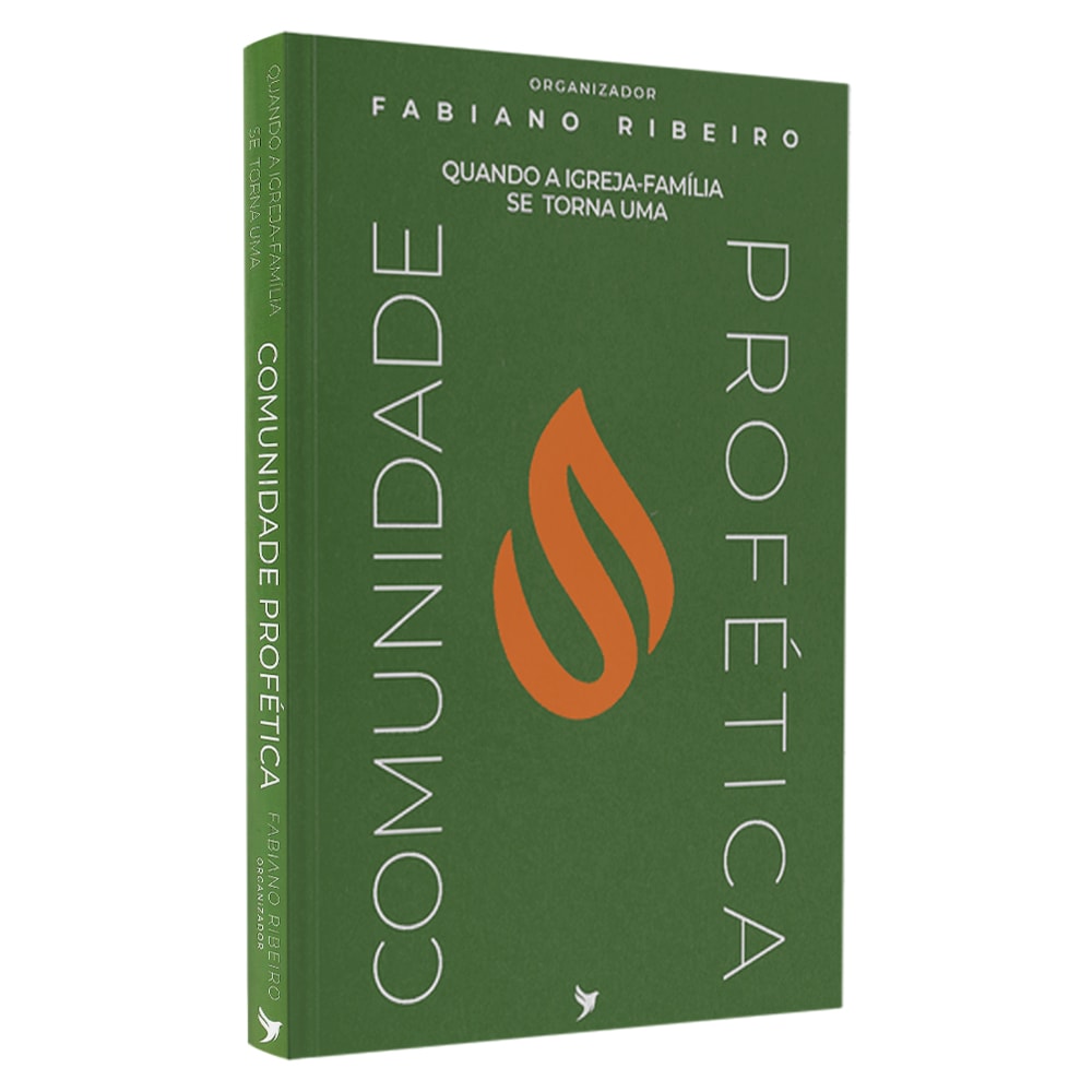 Livro Quando a Igreja se Torna Uma Comunidade Profética, capa verde com símbolo laranja. — Plenitude