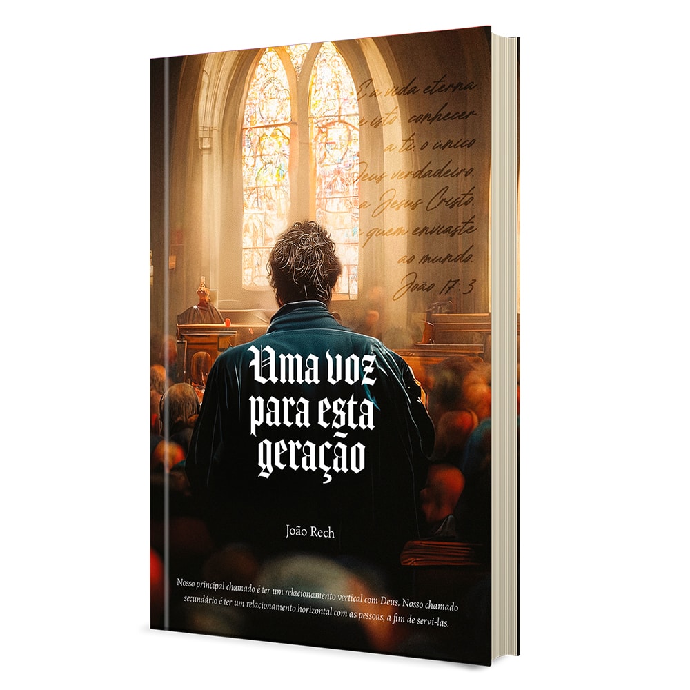 Livro Uma Voz Para Esta Geração, capa com imagem de pessoa de costas em igreja. — Plenitude