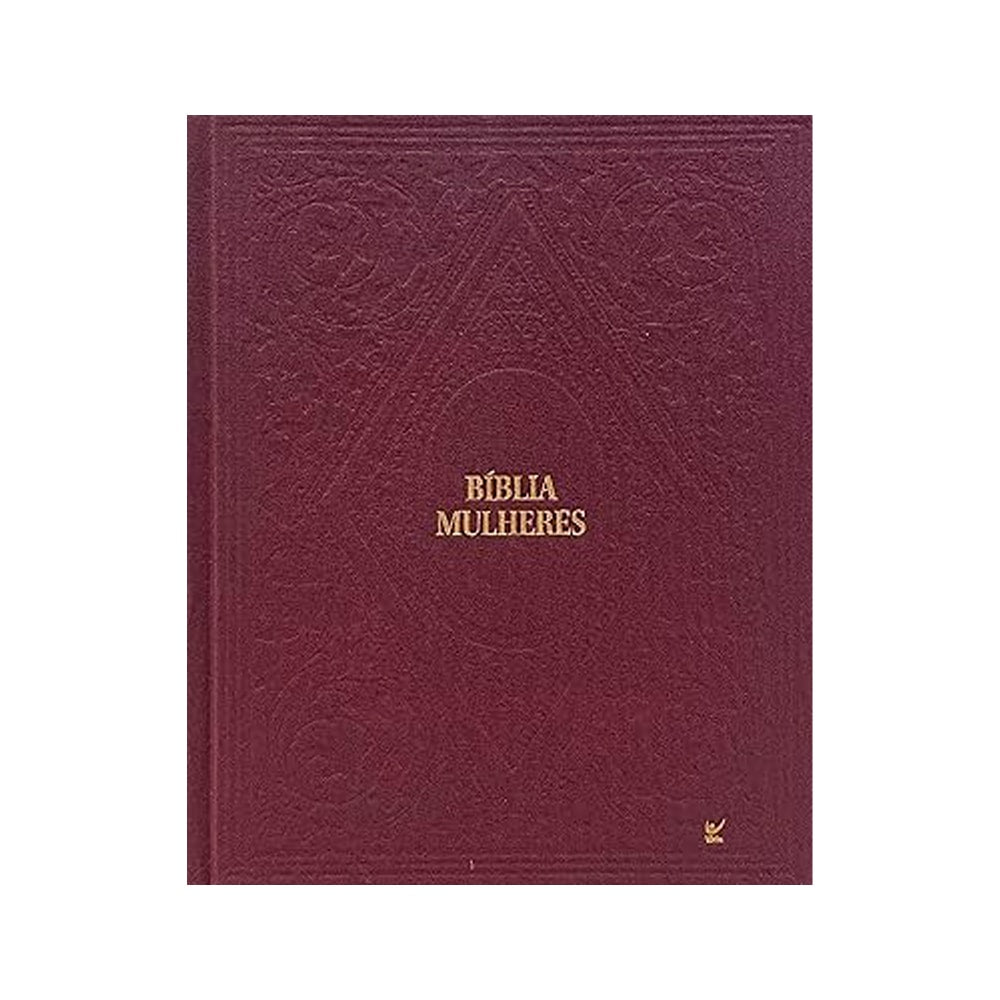 Bíblia Mulheres NAA, capa clássica bordô com detalhes em relevo e letras douradas. — Plenitude