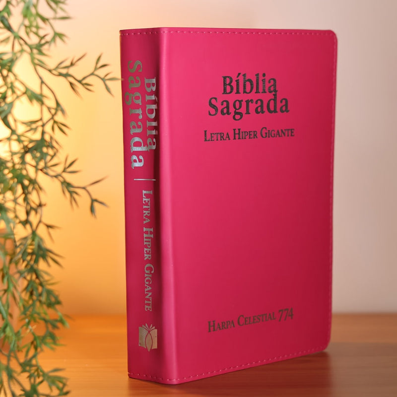 Bíblia Sagrada | ARC | Letra Hipergigante | Capa Luxo Pink | Harpa Celestial 774