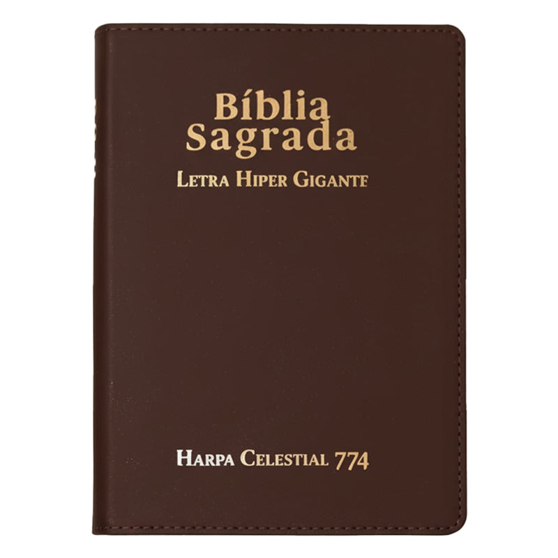 Bíblia Sagrada | ARC | Letra Hipergigante | Capa Luxo Marrom | Harpa Celestial 774