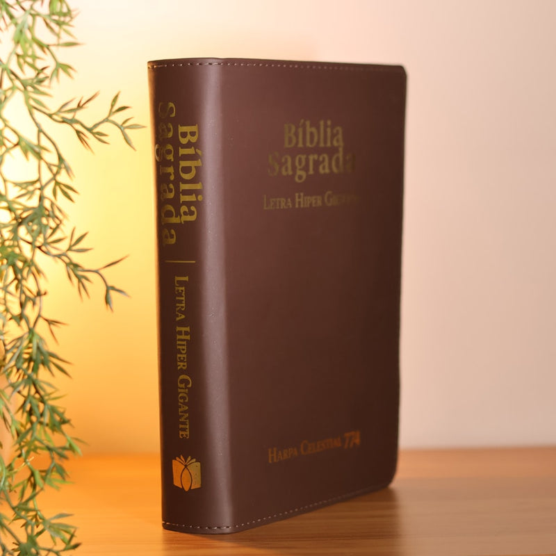 Bíblia Sagrada | ARC | Letra Hipergigante | Capa Luxo Marrom | Harpa Celestial 774