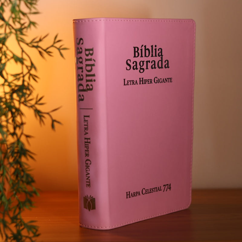 Bíblia Sagrada | ARC | Letra Hipergigante | Capa Luxo Rosa | Harpa Celestial 774