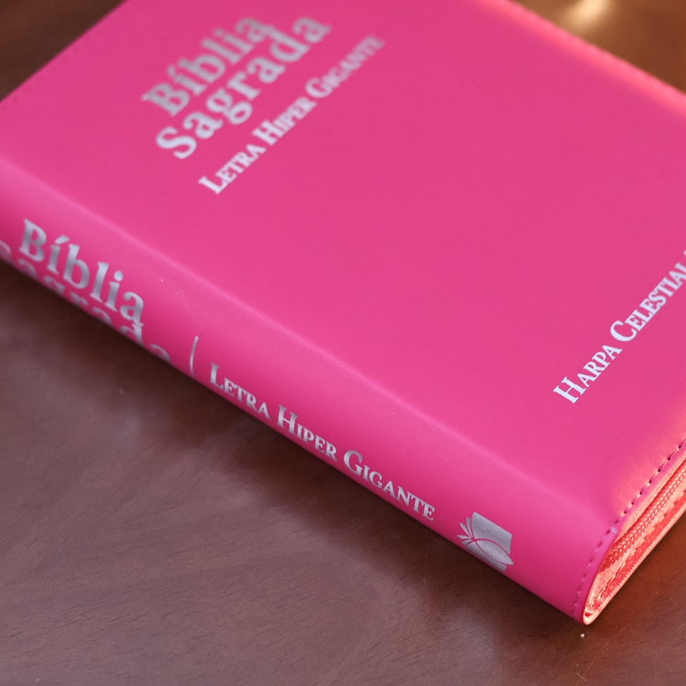 Bíblia Sagrada C/ Zíper | ARC | Letra Hipergigante | Capa Luxo Pink | Harpa Celestial 774