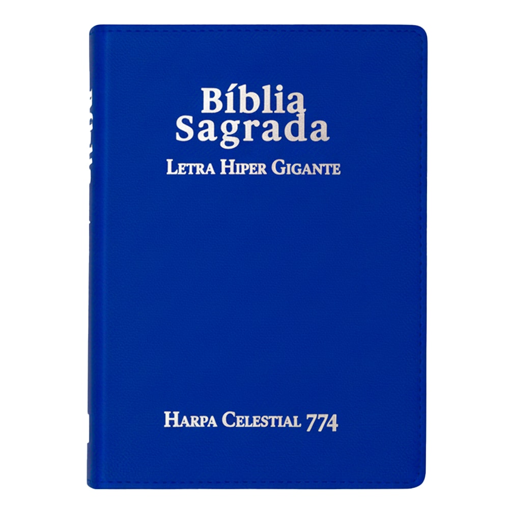 Bíblia Sagrada ARC Letra Hipergigante, capa luxo azul, com Harpa Celestial 774. — Plenitude