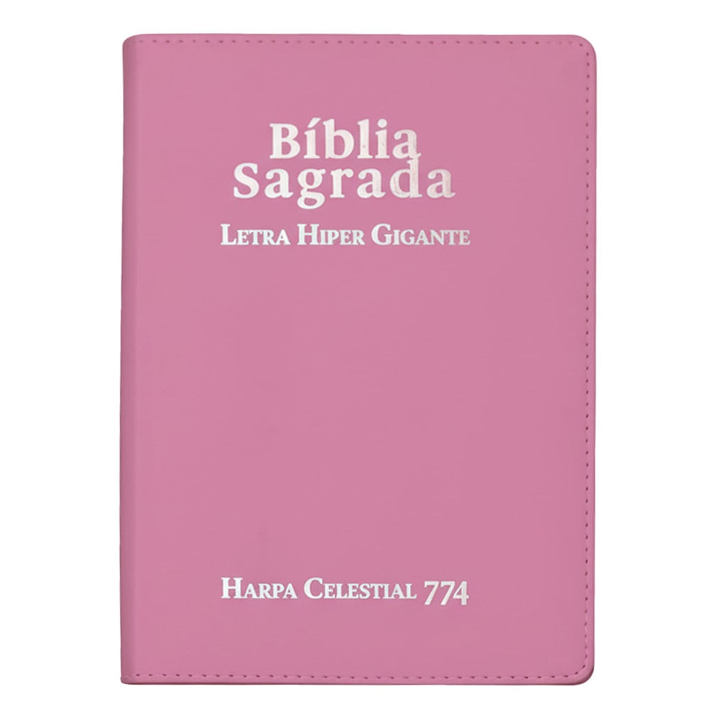 Bíblia Sagrada ARC Letra Hipergigante, capa luxo rosa com Harpa Celestial 774. — Plenitude