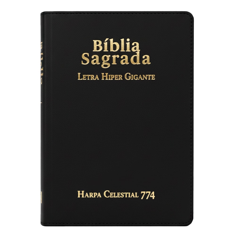 Bíblia Sagrada ARC, letra hipergigante, capa luxo preta com Harpa Celestial 774. — Plenitude