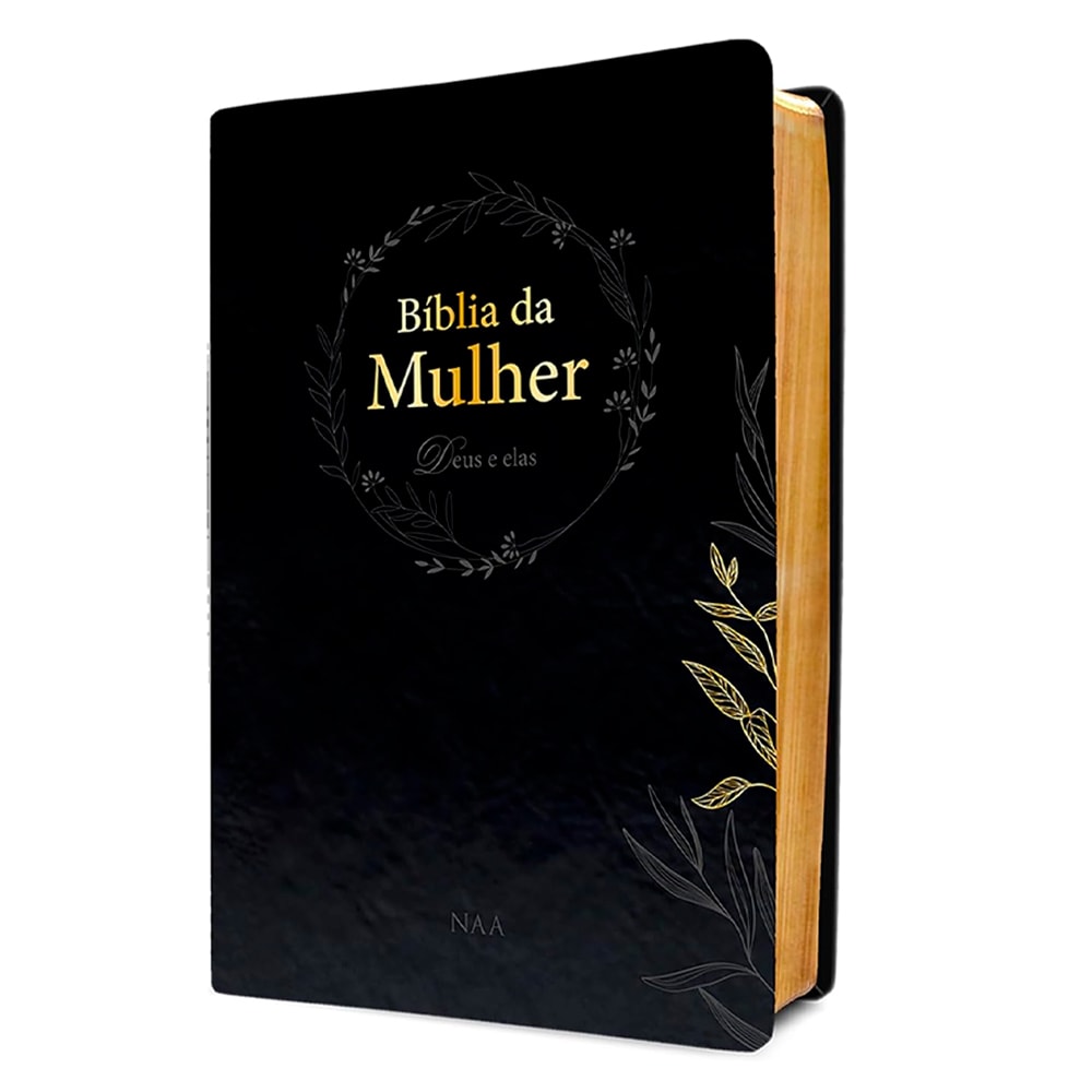 Bíblia da Mulher Deus e Elas | NAA | Capa Couro Soft Preta