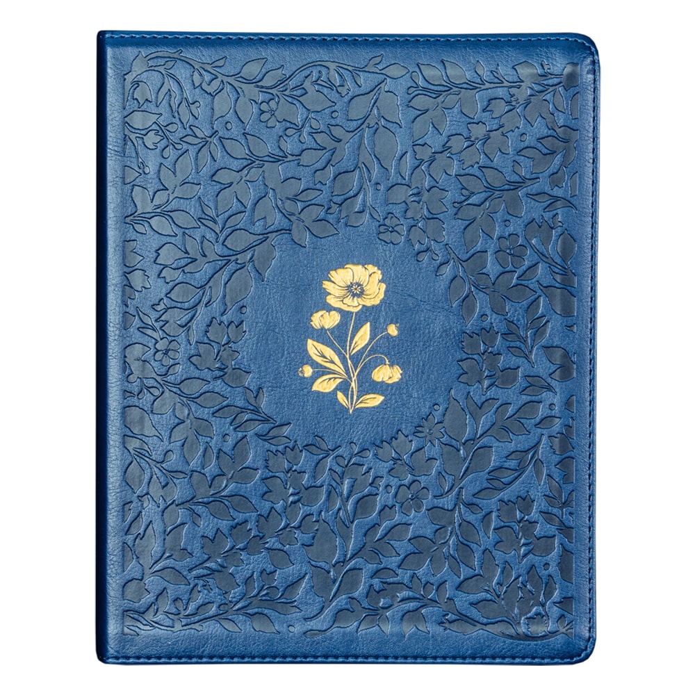 Bíblia Sagrada | ACF | Espaço Para Anotações | Leitura Perfeita | Couro-Soft Azul Com Flores Em Baix