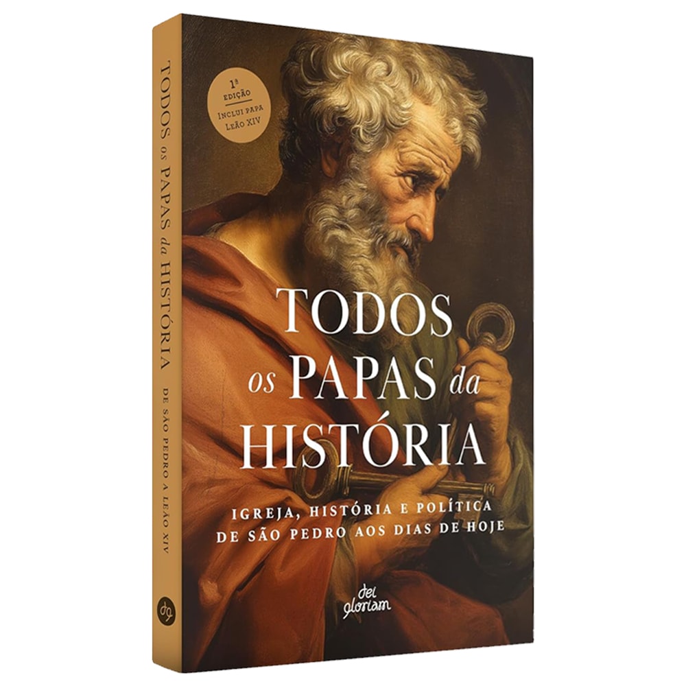 Livro Todos os Papas da História, capa com pintura de São Pedro segurando chaves. — Plenitude