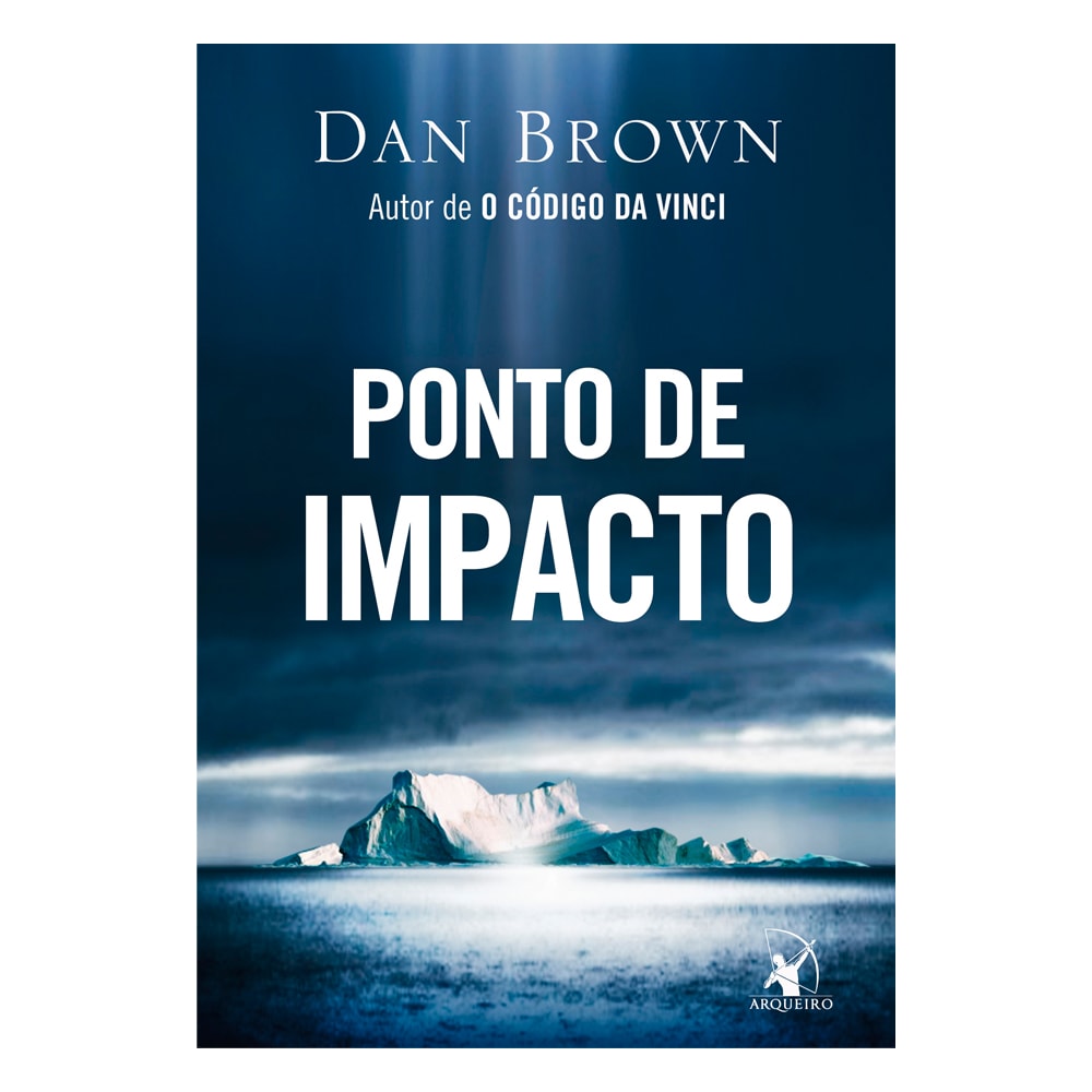 Livro de capa comum, Ponto de Impacto, de Dan Brown. Capa azul escura com título branco e iceberg no mar. — Plenitude