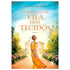 Livro Tormenta na Vila dos Tecidos de Anne Jacobs, capa com mulher de costas em jardim com castelo. — Plenitude