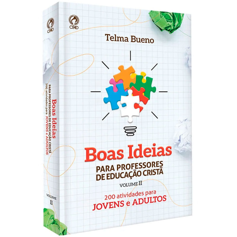 Livro Boas Ideias para Professores de Educação Cristã | Telma Bueno | Volume II | Capa branca com grade e quebra-cabeça colorido — Plenitude