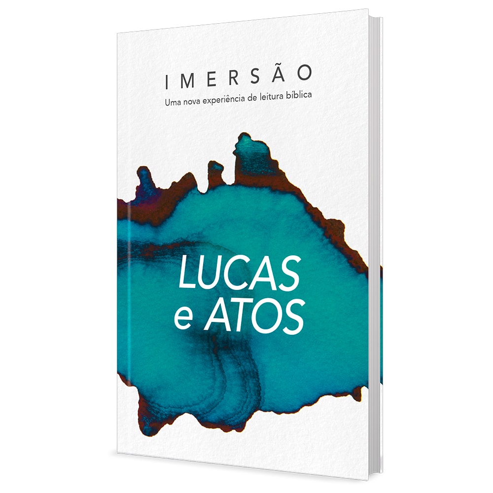 Livro Imersão: Uma Nova Experiência de Leitura Bíblica, Lucas e Atos, capa branca com mancha azul — Plenitude