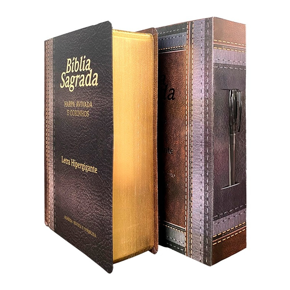 Bíblia Sagrada | ARC | Letra Hipergigante | Harpa Avivada e Corinhos | Capa Laminada Marrom