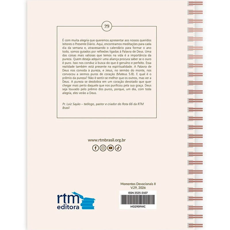 Devocional Presente Diário  Wire-O | Letra Grande | Vol 29 | Capa Criança |Agenda 2026