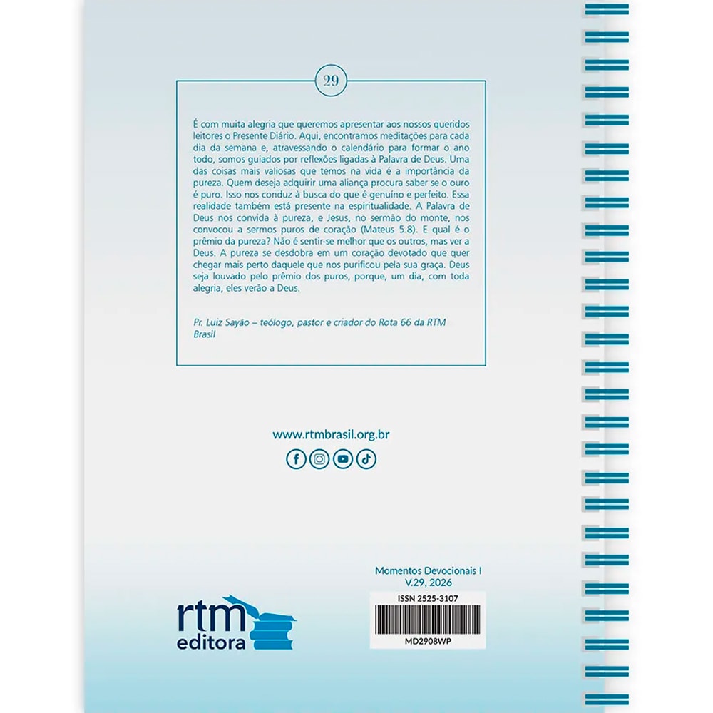 Devocional Presente Diário  Wire-O | Letra Grande | Vol 29 | Capa Pombo| Agenda 2026