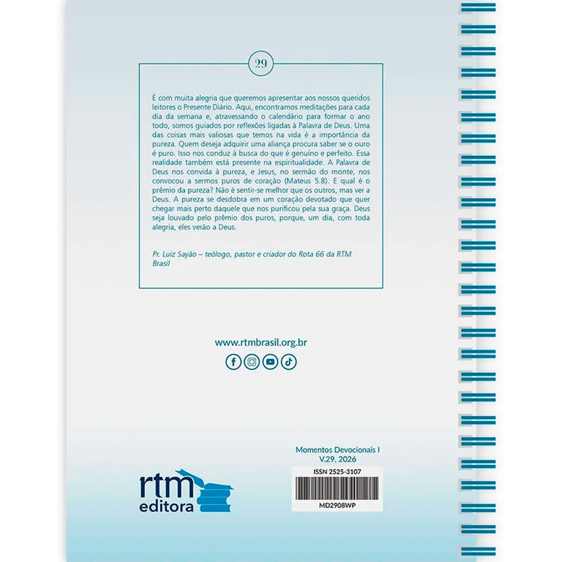 Devocional Presente Diário  Wire-O | Letra Grande | Vol 29 | Capa Pombo| Agenda 2026