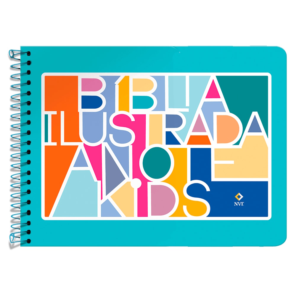 Bíblia Ilustrada Anote Kids NVT, capa dura colorida com espiral, design moderno e vibrante. — Plenitude
