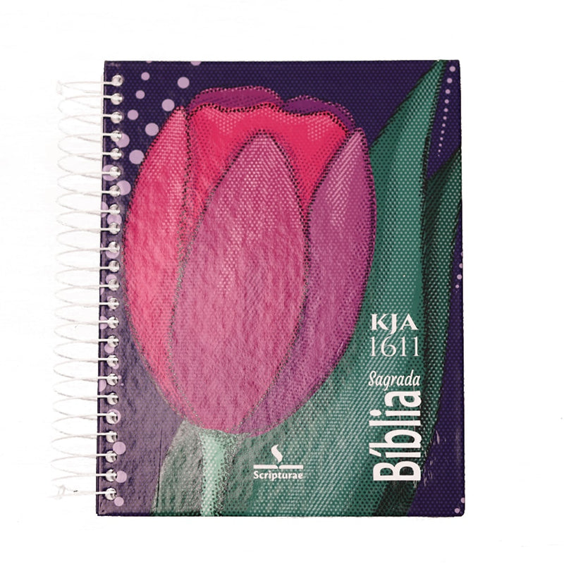 Bíblia King James 1611 Tulipa | Textos e Mapas Coloridos | Espiral
