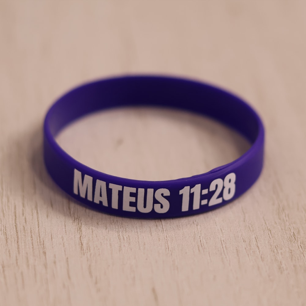 Pulseira de Silicone Roxa | Mateus 11:28