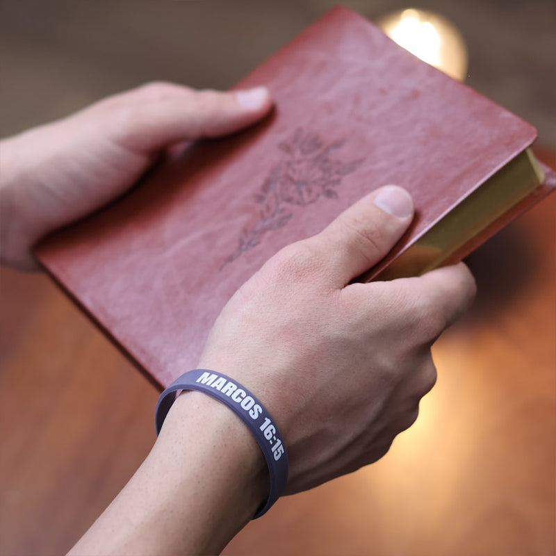 Pulseira de Silicone Cinza | Marcos 16:15