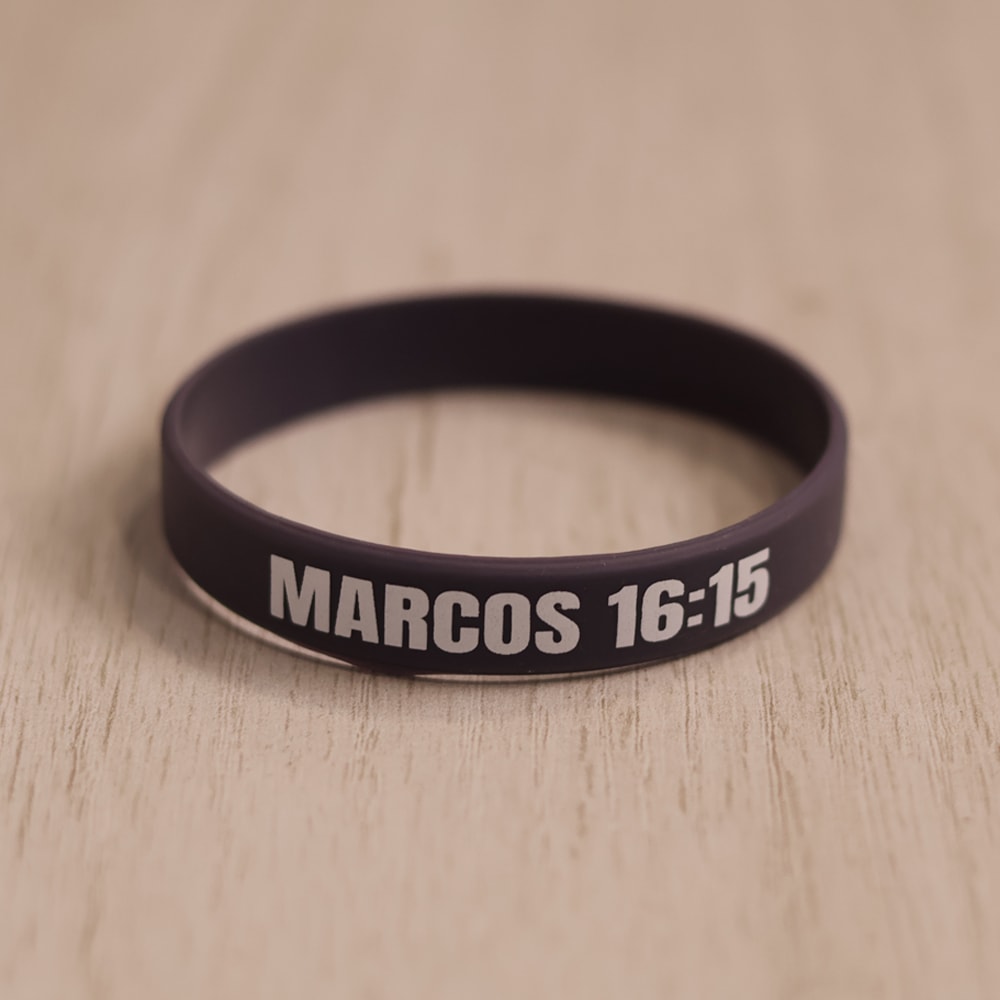 Pulseira de Silicone Cinza | Marcos 16:15