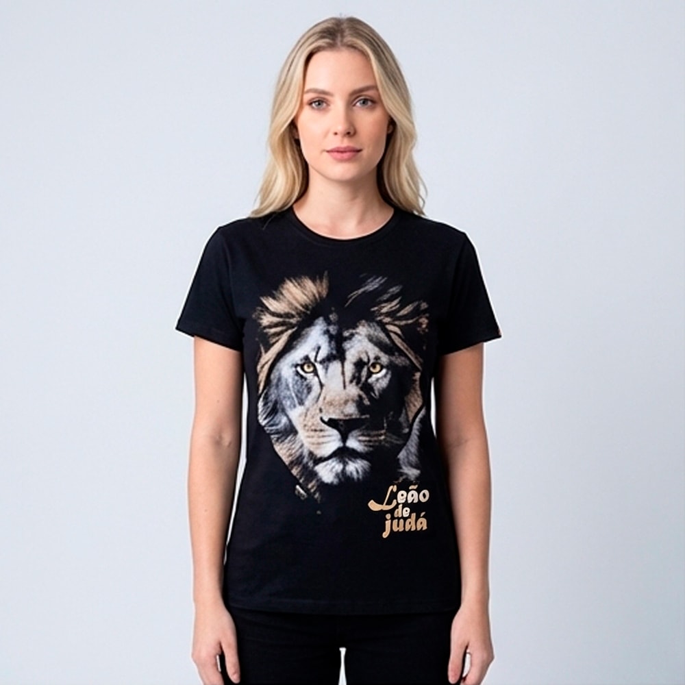 Camiseta Feminina Preta | Leão de Judá