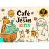 Livro Café Com Jesus Kids, Vinícius Iracet, capa infantil com Jesus e animais. — Plenitude