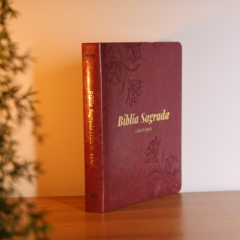 Bíblia Sagrada Jardim da Graça | Leia e Anote | NVI | Capa Luxo Vinho