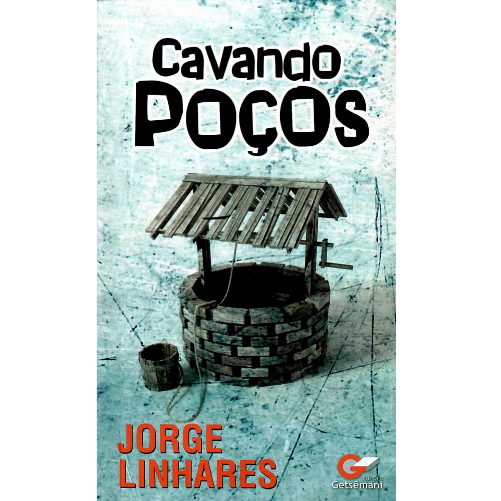 Livro "Cavando Poços" de Jorge Linhares, capa azul com poço de pedra e balde. — Plenitude