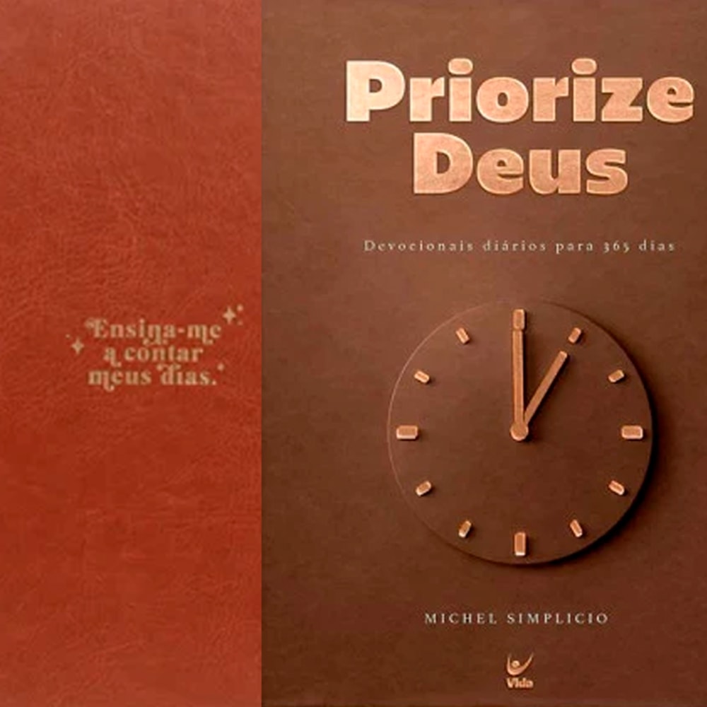 Kit Planner Meu Plano Perfeito | Capa Couro Clássica + Devocional Priorize Deus 2026 | Marrom | Mich