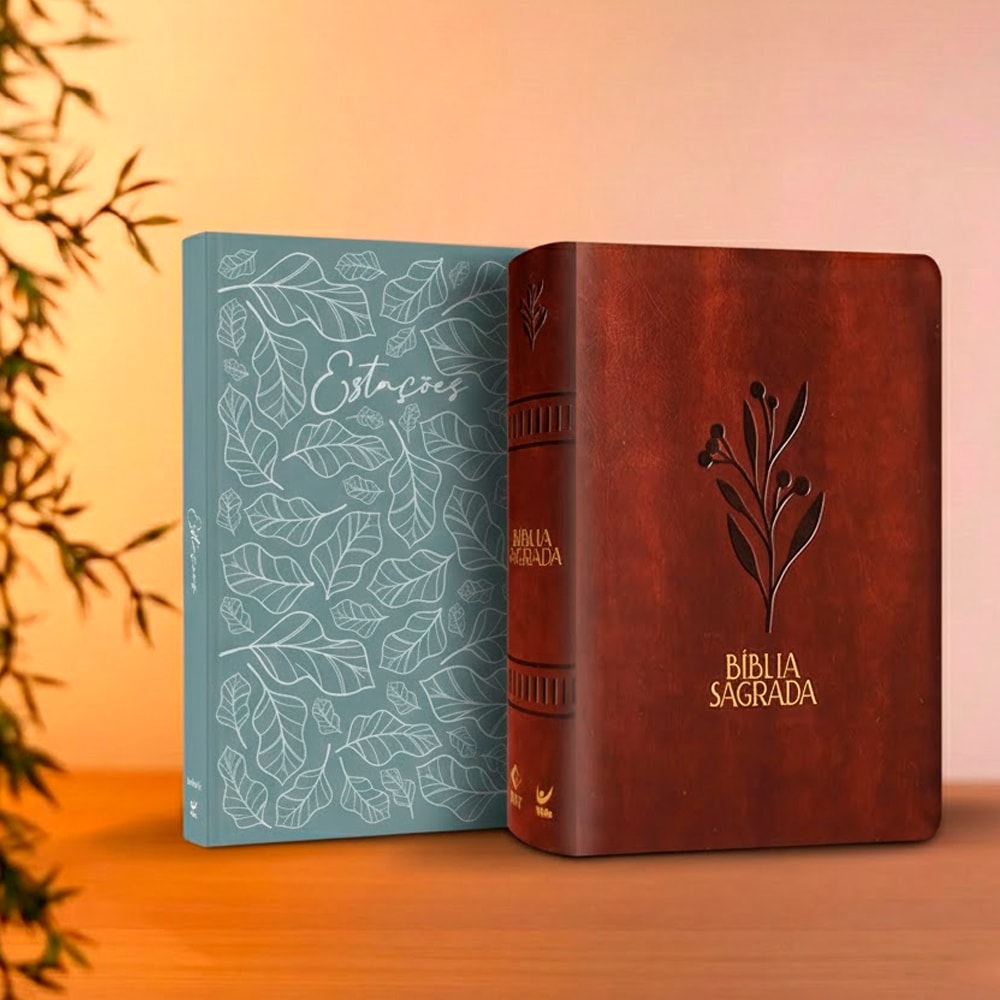 Kit Bíblia Mulheres | NVT | Oliveira Marrom + Planner Estações Jardim | Viviane Martinello