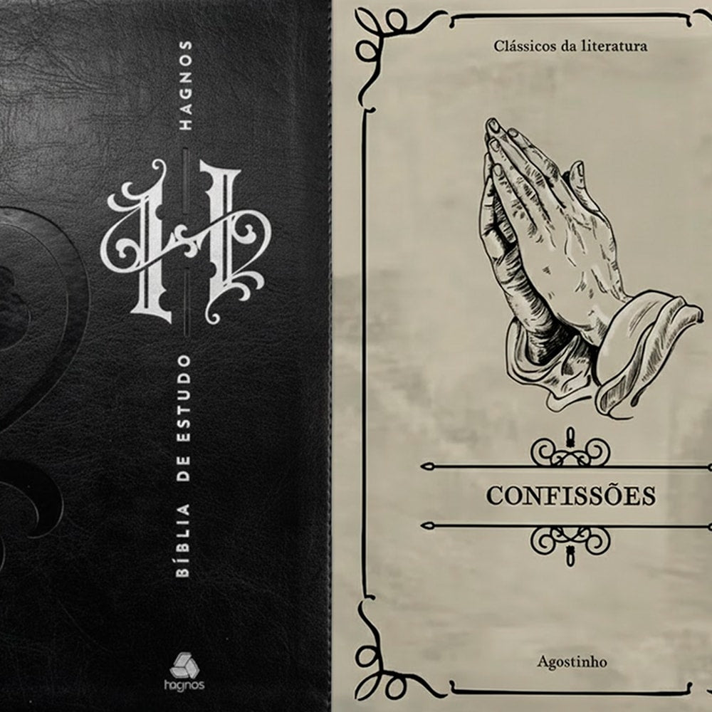 Kit Bíblia de Estudo Hagnos | King James | Capa Luxo Preta + Confissões | Clássicos da Literatura |