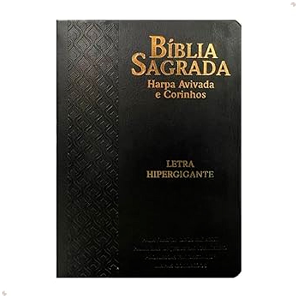 Bíblia Sagrada ARC, capa preta PU luxo arabesco, letra hipergigante, com Harpa e Corinhos. — Plenitude