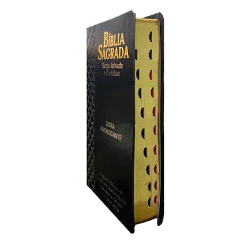Bíblia Sagrada | ARC | Letra Hipergigante | Harpa e Corinho | Índice | Capa PU Luxo Arabesco Preta