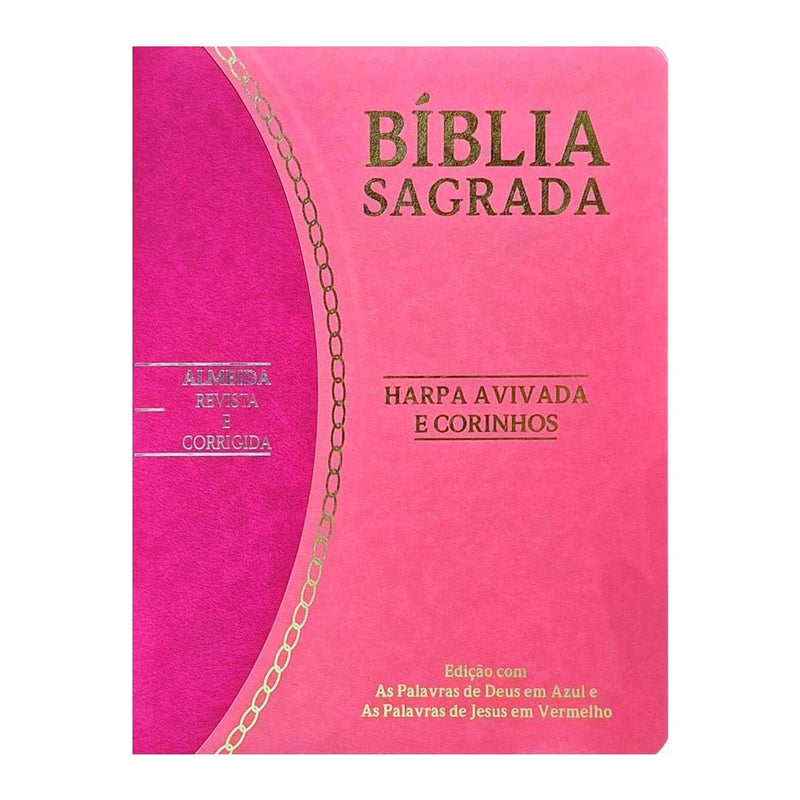 Bíblia Slim Large | ARC | C/ Harpa | Capa PU Bicololor Rosa e Pink