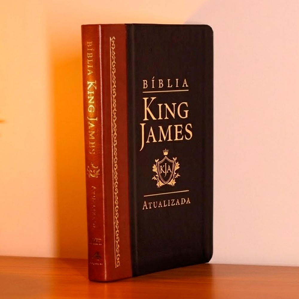 Bíblia King James Atualizada Slim | KJA | Letra Normal | Preta e Marrom