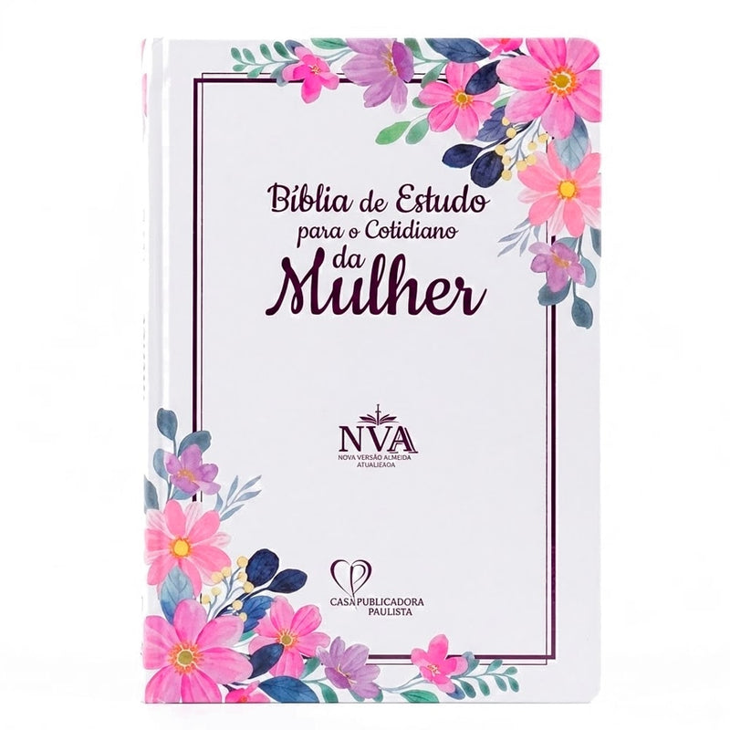 Bíblia de Estudo Para o Cotidiano da Mulher | NVA | Full Collor | Capa Dura Branca