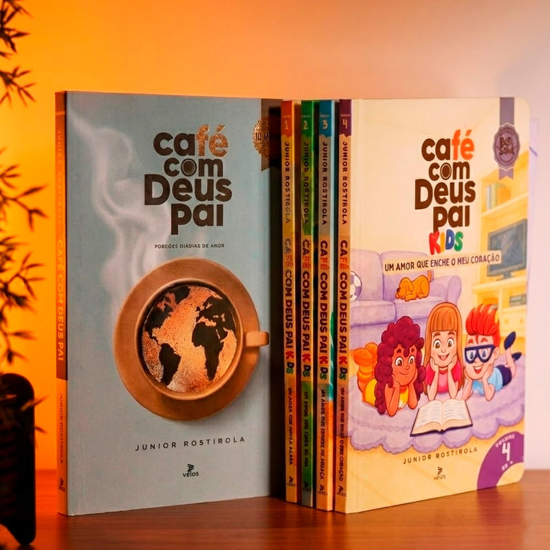Kit Café Com Deus Pai 2026 + Café Com Deus Pai Kids 4 Volumes | Junior Rostira
