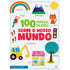 Livro infantil "100 Primeiras Palavras Sobre o Nosso Mundo", capa branca com ilustrações coloridas de elementos da natureza. — Plenitude