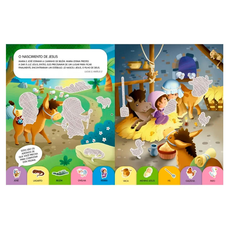 Minha Bíblia Com Adesivos Brilhantes | A Vida de Jesus