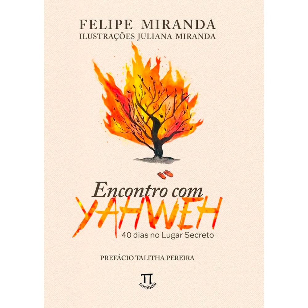 Capa de livro Devocional Encontro com Yahweh, com ilustração de uma árvore em chamas. — Plenitude