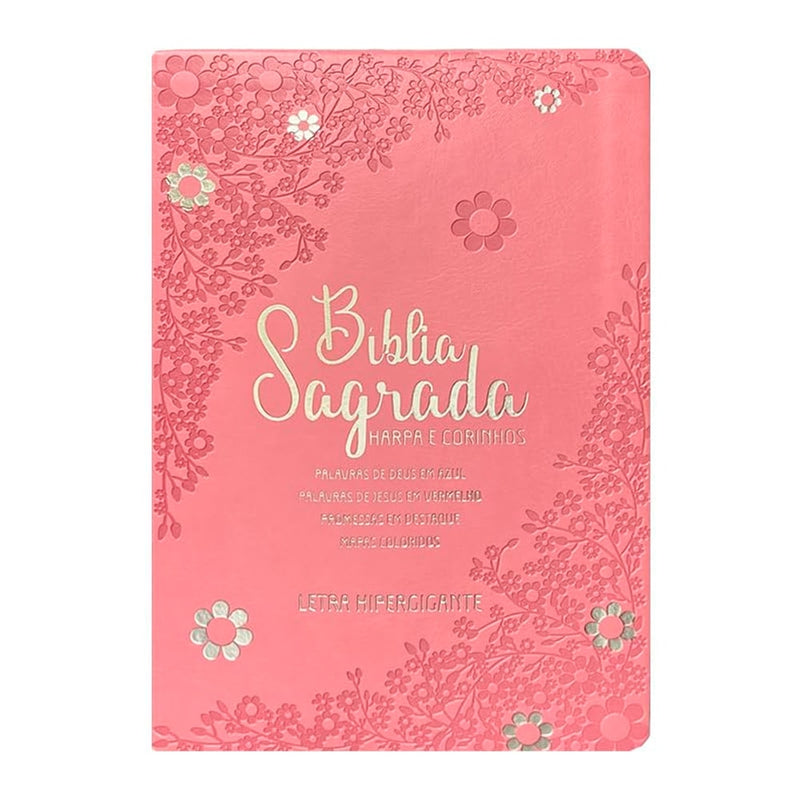 Bíblia Sagrada Floral Margarida | ARC | Hipergigante | Harpa Avivada e Corinhos | Capa Luxo Rosa